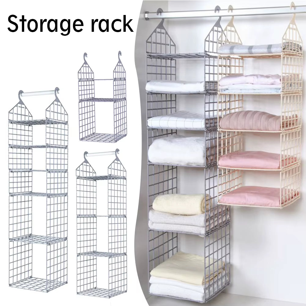 ClosetMax™ Foldable Hanging Organizer – Multi-Tier Space Saver for Pajamas, Coats, Sweaters & More