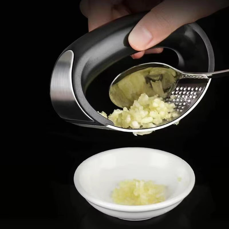 GarlicMaster™ Stainless Steel Garlic Press & Peeler – Manual Garlic Masher, Beater & Crusher